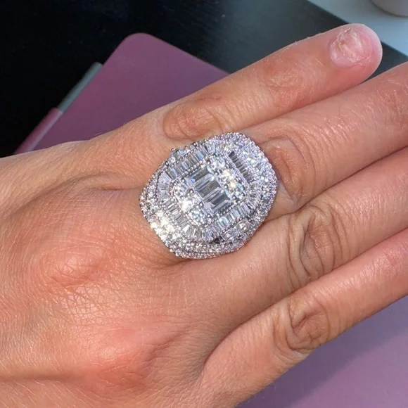 New Elegant Silver Statement Ring 925 size 7 - Picture 5 of 7